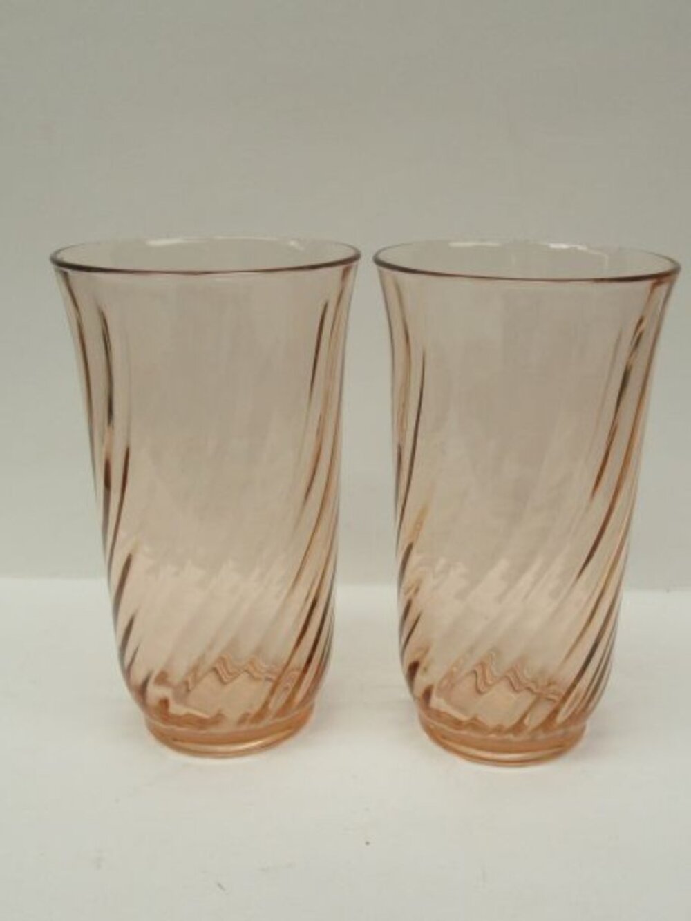 2 - Crystal D'Arques Durand Roseline Pink SWIRL 6 Inch High Ball Tumblers